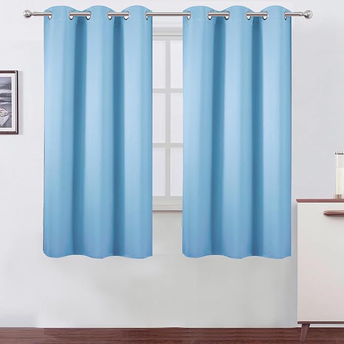 LEMOMO Sky Blue Blackout Curtains/42 x 63 Inch Length Kids Curtains/Set of 2 by Lemomo
