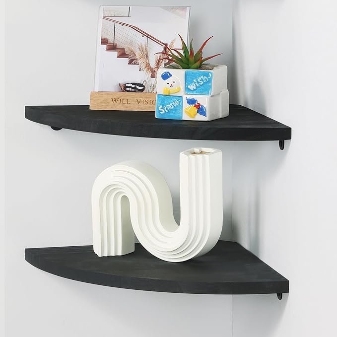 JORIKCHUO 12 inch Corner Shelf, Round End Wall Mounted Floating Shelf - Image 4