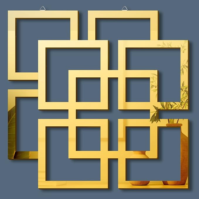 Weysat Wall Mount Home Mirror, 2 Pieces Silver Square Decorative Mirror by Weysat