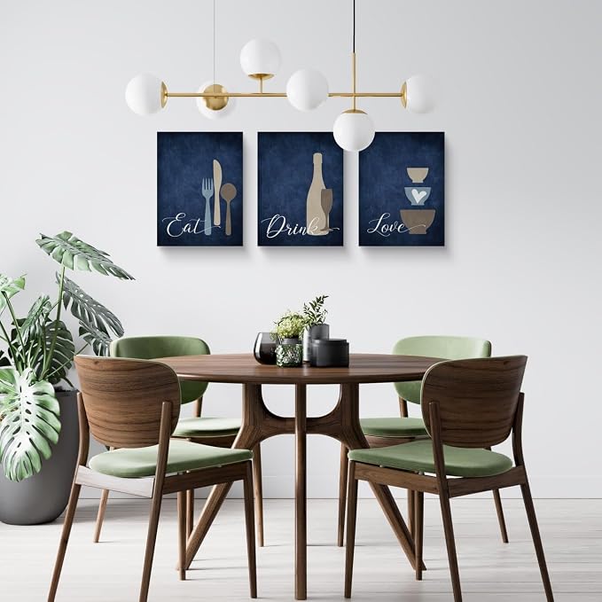 GUBIYU Kitchen Wall Art Set of 3, Rustic Farmhouse Decor, Eat Drink Love Sign - Image 3