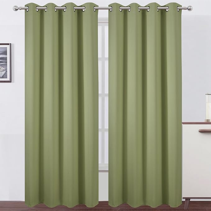 LEMOMO Sage Green Thermal Blackout Curtains/52 x 95 Inch/Set of 2 Panels Room by Lemomo