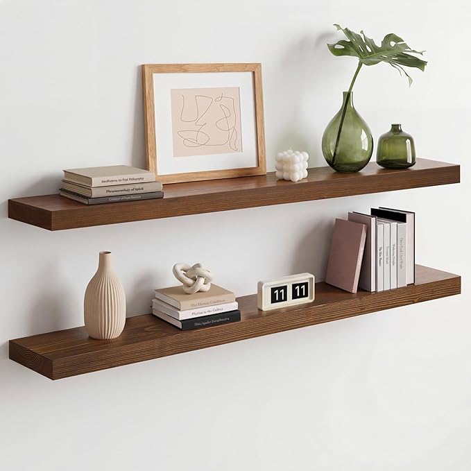 Homeforia Classic Walnut 36 inch Floating Shelf, High End Solid Real Wood Small by Homeforia