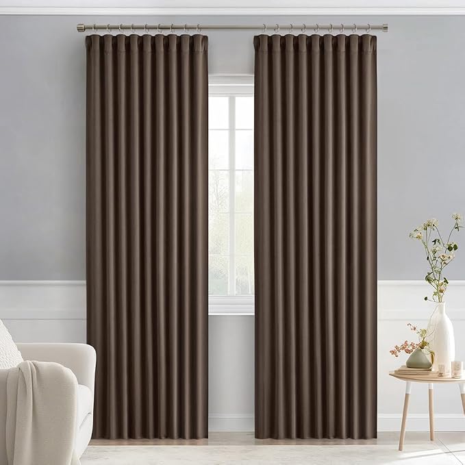 MIULEE Chocolate Brown Back Tab Blackout Curtains 72 Inches Long 2 Panels Set - Image 9