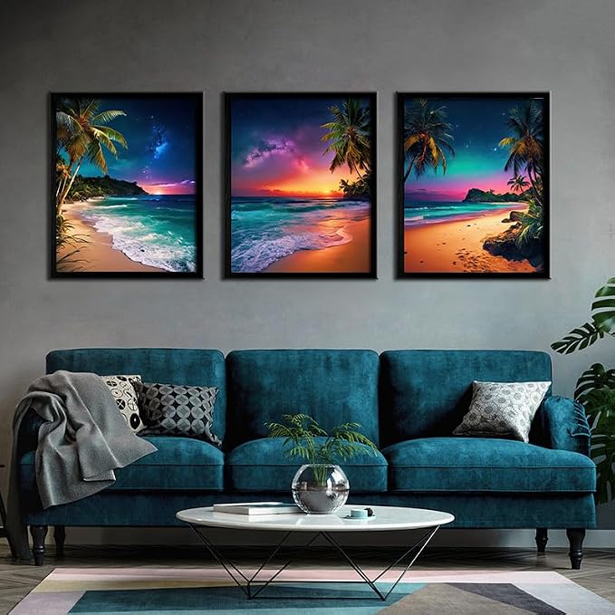 Beach Sunset Black Framed Wall Art - Image 7