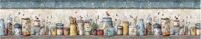 Rustic Country Mason Jar Wallpaper Border 196x4 Inch Peel and Stick Wall Border - Image 2