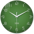 XNM Green Wall Clock for Bedroom Round Glass Wall Clocks Battery Operated 14 by XNMwallclock