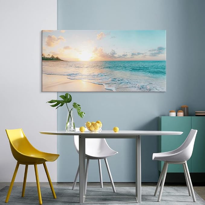 Goldfoilart Large Beach Sunset Canvas Wall Art - Image 7