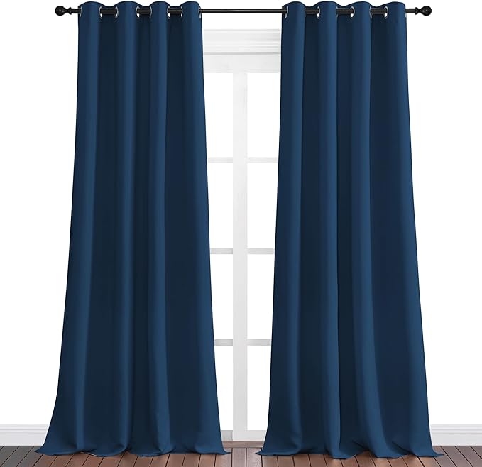NICETOWN Moroccan Blue Blackout Curtains 120" Long - Image 2