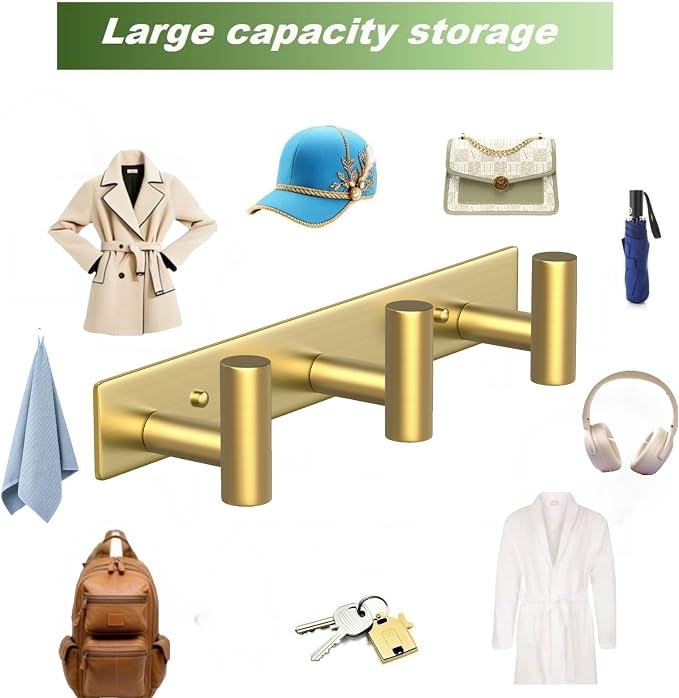 Wall Mounted Coat Rack-3 Hooks, Heavy Duty Stainless Steel Wall Hooks - Image 7