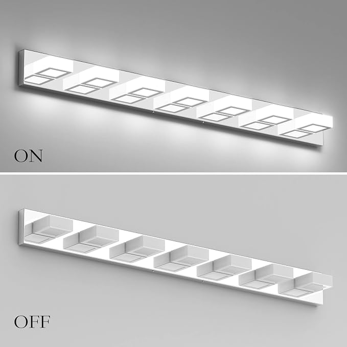 Ralbay 46" Modern LED Chrome Vanity Lights 7 Lights Acrylic Stainless Steel LED - Image 6