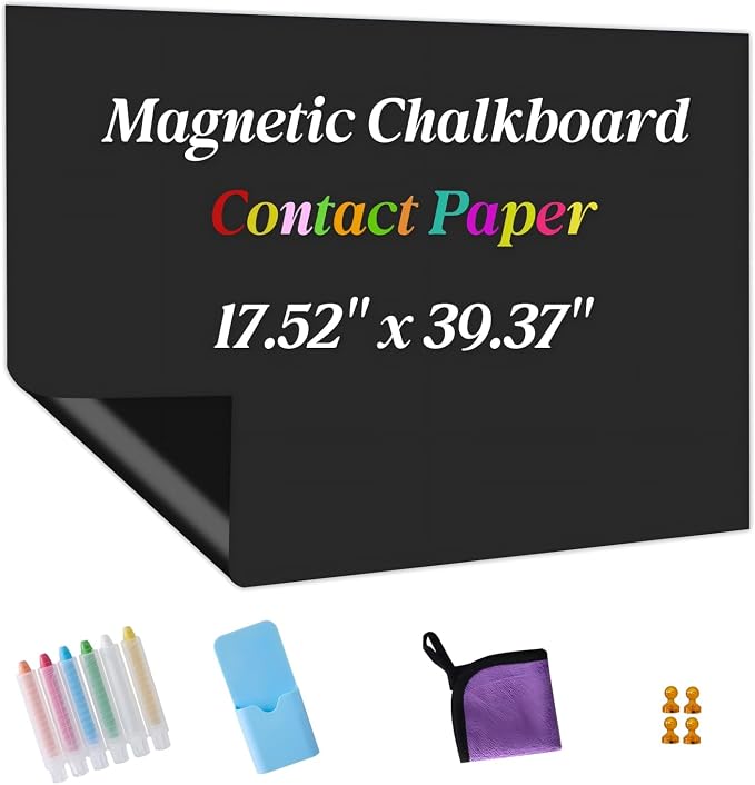 Magnetic Chalkboard Contact Paper Adhesive 17.52" x 39.37", Magnetic Chalkboards by Unknown