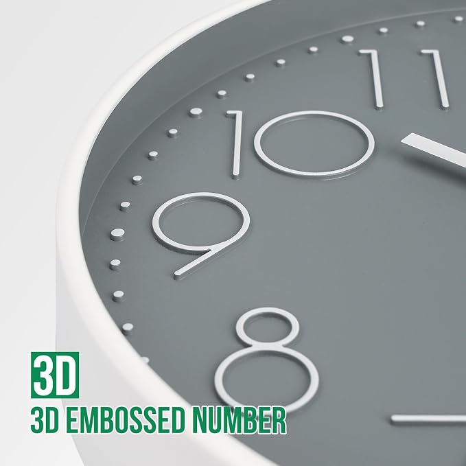 Wall Clock 12 Inch Non-Ticking Silent Modern Simple Style Round Decor Clock - Image 6