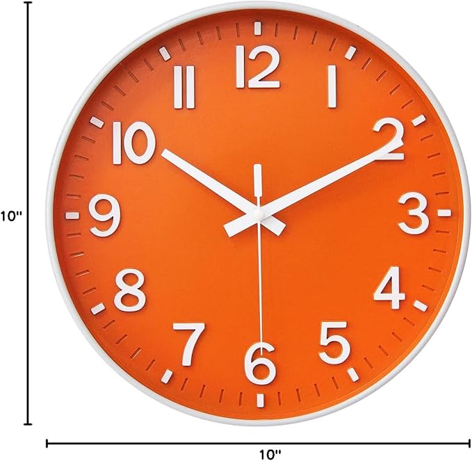 HZDHCLH Wall Clocks Battery Operated, Wall Clock Orange, 10 inch Wall Clock - Image 10