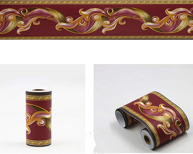 Elegant Peel Stick Red Floral Wallpaper Border Self Adhesive Molding Home - Image 3