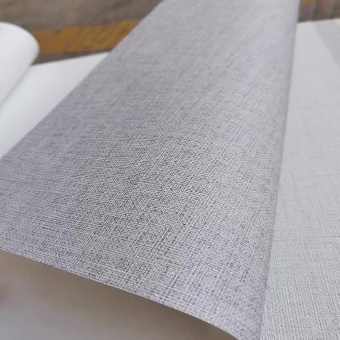 Fabric Peel and Stick Wallpaper Gray Faux Grasscloth Wall Paper Self-Adhesive - Image 3
