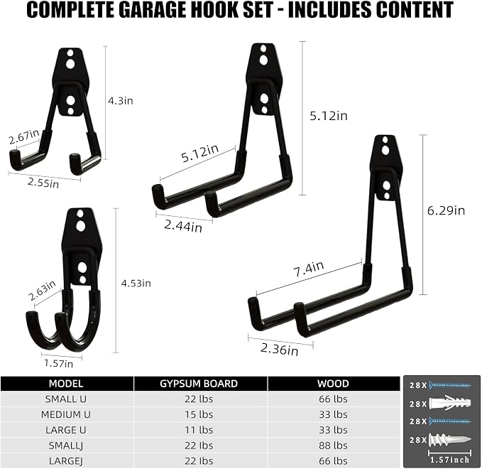 Garage Hooks, 12 Pack Wall Hooks - Image 2