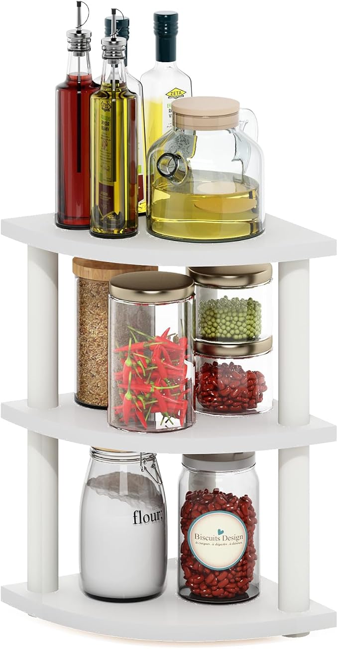 Furinno Turn-N-Tube Kitchen Countertop Organizer, 3-Tier Corner Countertop by Furinno-FitsYourSpaceFitsYourBudget