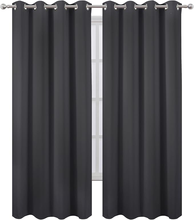 LEMOMO Blackout Curtains 66 x 84 inch/Dark Grey Curtains Set of 2 - Image 2