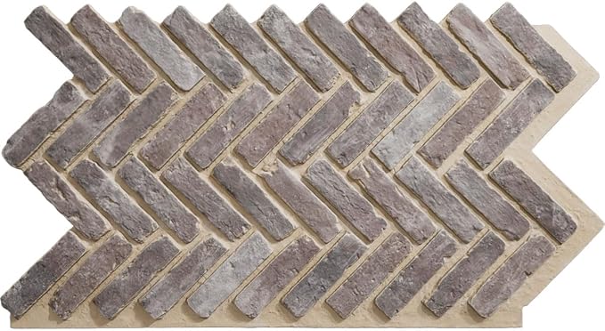 EverStone Herringbone Faux Brick Panel, 46 1/2"W x 25 1/4"H x 1"D, Limewashed by EkenaMillwork