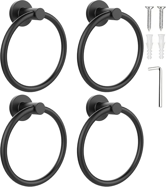 SetSail Towel Holder for Bathroom Wall Matte Black Towel Ring Stainless Steel by SetSail