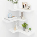 Homode Corner Floating Shelves, L-Shaped Wood Hanging Storage Shelf by Homode