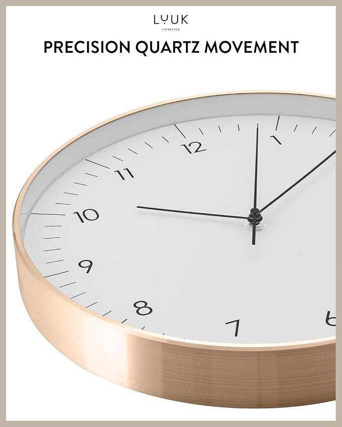 LUUK LIFESTYLE Silent Quartz wall Clock, Nordic and Minimalist Design, Interior - Image 3