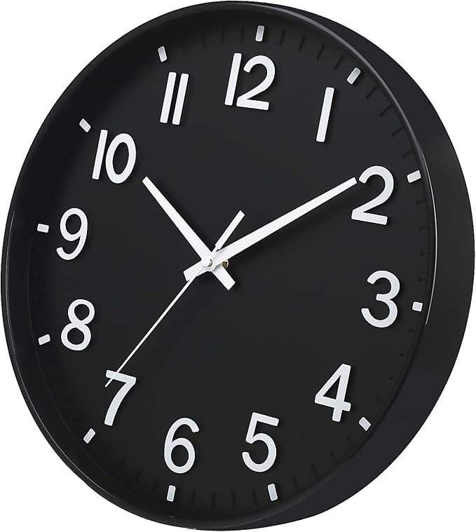 HZDHCLH Black Wall Clocks Battery Operated 12 inch Silent Non Ticking Modern - Image 3