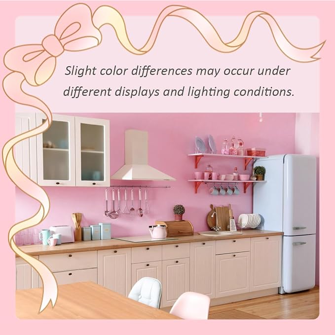 Safiyya 984.2"x17.7" Pink Peel and Stick Wallpaper Solid Color Contact Paper - Image 6
