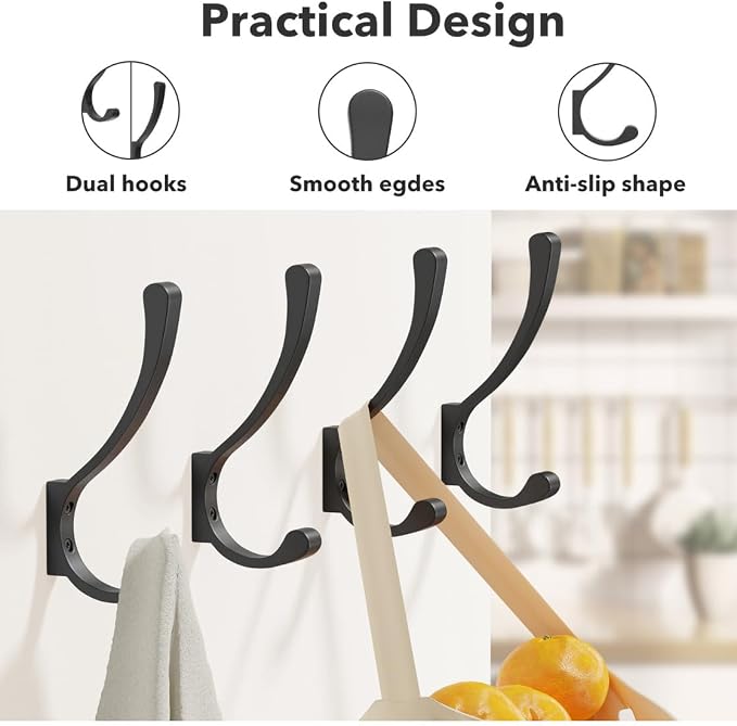 saffruff Wall Mount Coat Hooks, Heavy Duty Metal Hooks - Image 2