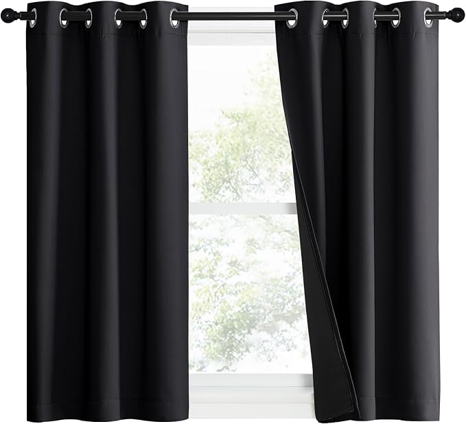 NICETOWN Complete 100% Blackout Curtain Set, Double Panels, Thermal Insulated & by NICETOWN