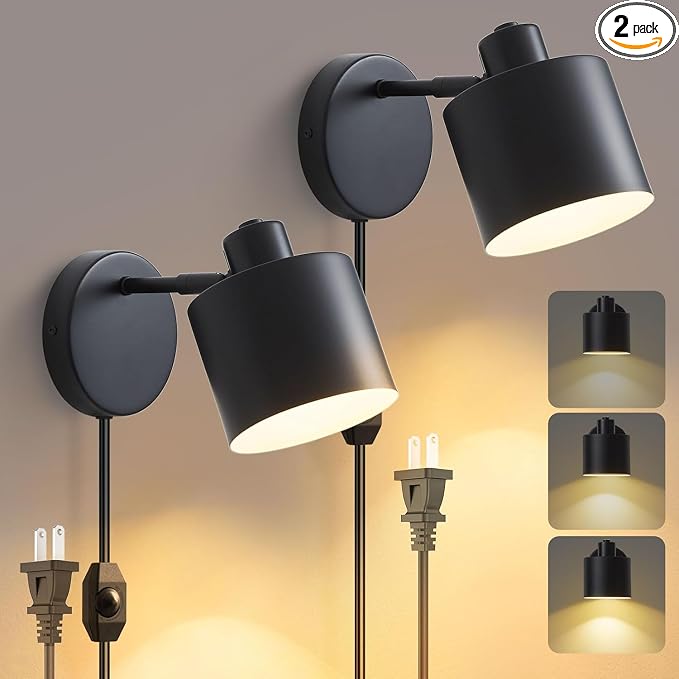 LIGHTESS Plug in Wall Sconces Set of 2 by LIGHTESS