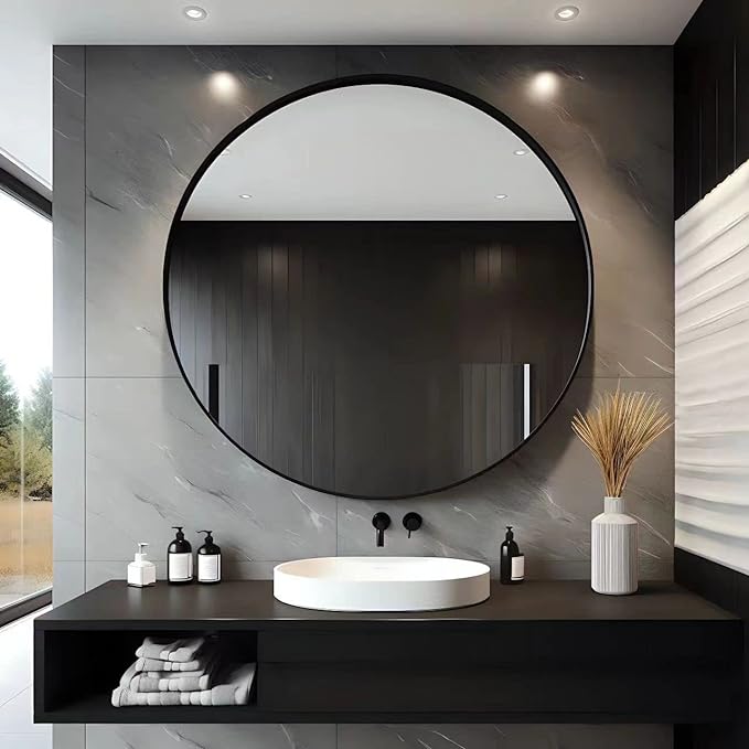 USHOWER Bathroom Mirrors for Over Sink, 30 Inch Circle Mirror by USHOWER