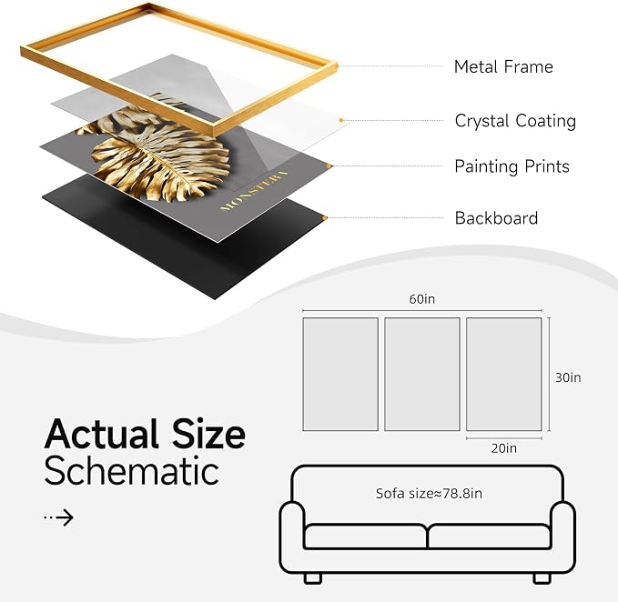 Framed Modern Luxury Large Gold Wall Art - Image 7