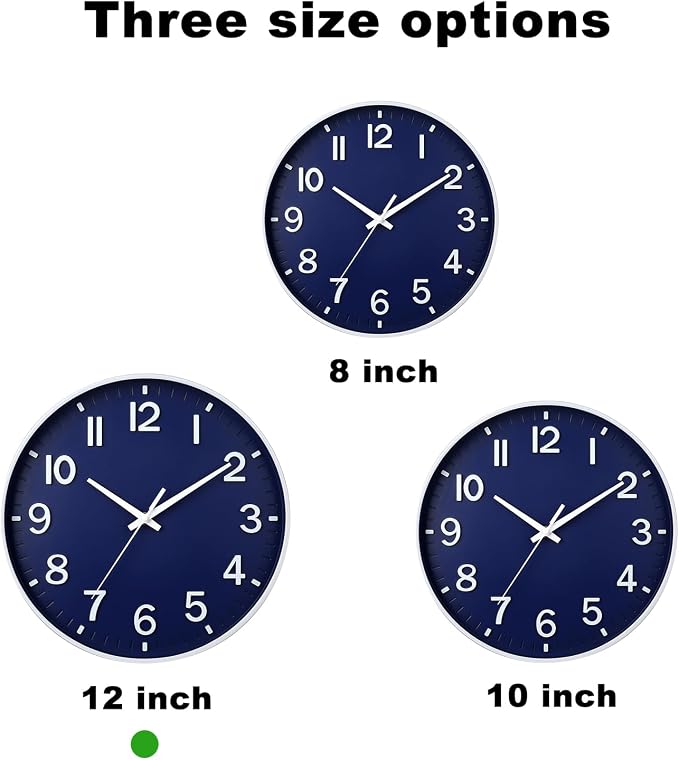 HZDHCLH Navy Blue Wall Clocks Battery Operated, 12 inch Silent Non Ticking - Image 3