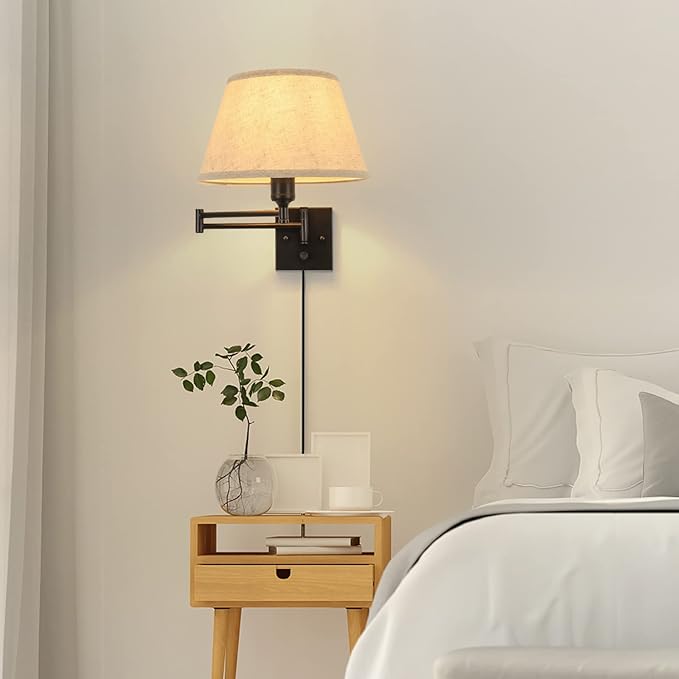 TRLIFE Dimmable Wall Sconce Plug in, Wall Sconces Set of Two Swing Arm Wall - Image 6
