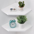 Corner Wall Shelves, Corner Floating Shelves Set of 2 Solid Oak Wood Display by Coamily