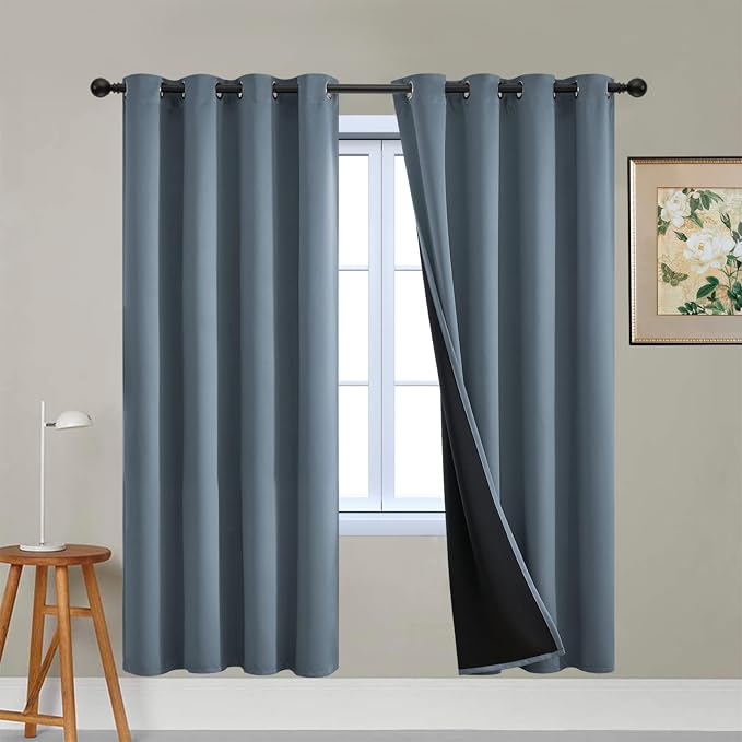 Yakamok Total Blackout Curtains, 2 Thick Layers Completely Blackout Soild by Yakamok