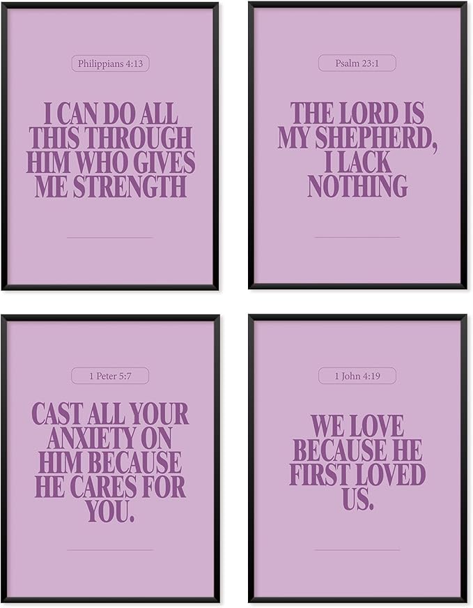 Locomiss Purple Christian Wall Art Decor Posters, Minimalist Jesus Scripture by Unknown