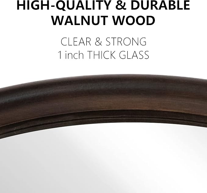 CULER Round Wall Mirrors 30 Inch, Wood Rustic Decorative Transitional Mirror - Image 4
