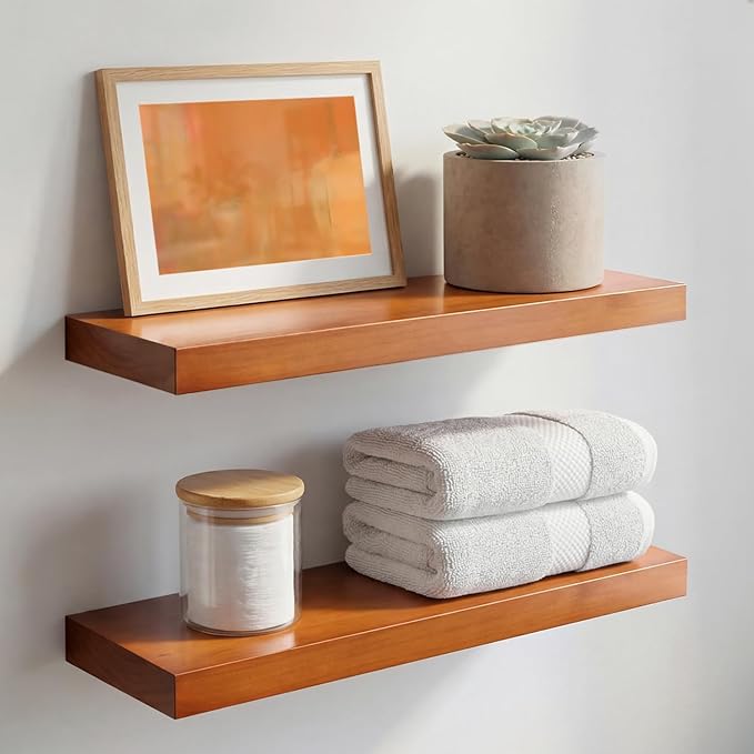 Homeforia 18 inch Floating Shelf Oak, High End Solid Real Wood 18inch Long by Homeforia