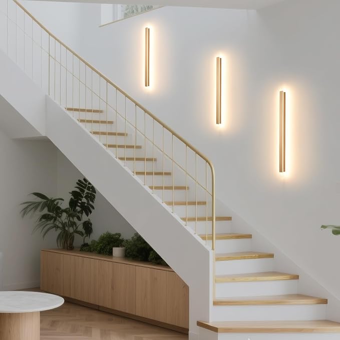 KELUOLY Modern Plug in Wall Sconces, 23.6 inch Frosted Gold LED Long Wall Lights - Image 5
