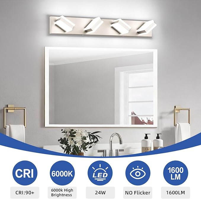 SOLFART Bathroom Vanity Lights Brushed Nickel LED Lighting, LED Bathroom Light - Image 5