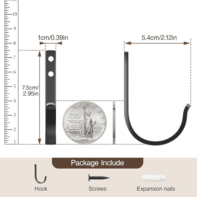 20-Pack Wall Hooks for Hanging Towel/Coat - 22LB Screw in Metal Hanger Wall - Image 5