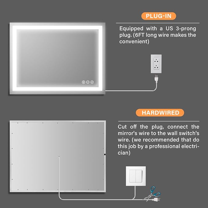 36x28 inch LED Lighted Bathroom Mirror - Image 6