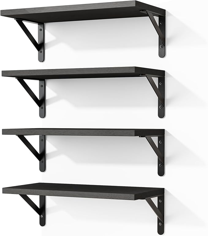 Fixwal Floating Shelves for Wall, Wood Wall Mounted Shelves for Bedroom by Fixwal