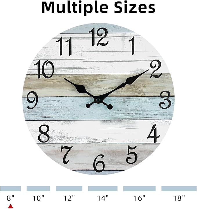 CHYLIN Wall Clock, Silent Non Ticking Battery Operated, Rustic Coastal Country - Image 3