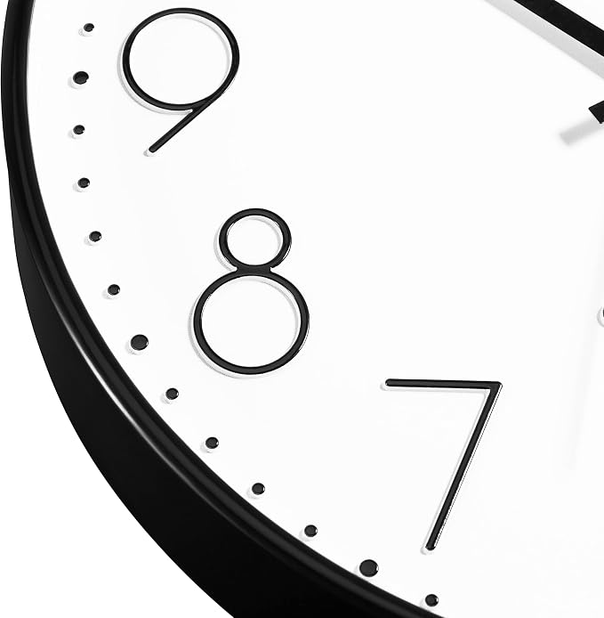 Foxtop 14 Inch Black Wall Clock Large Silent Non-Ticking Battery Operated Round - Image 8