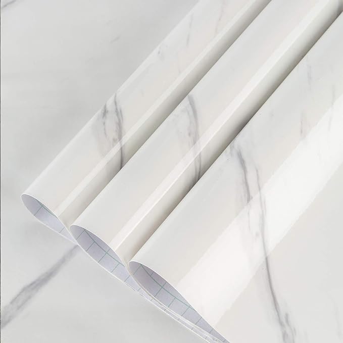 BAYYA White Marble Contact Paper by BAYYAPeelandStickWallpaper