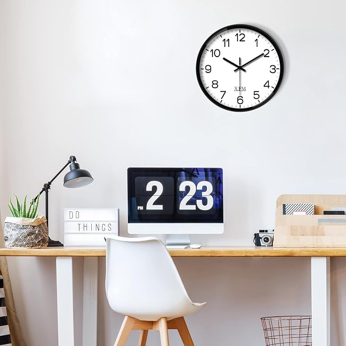 XFM Wall Clock 12 Inch Modern Small Wall Clocks Battery Operated Silent Non - Image 4