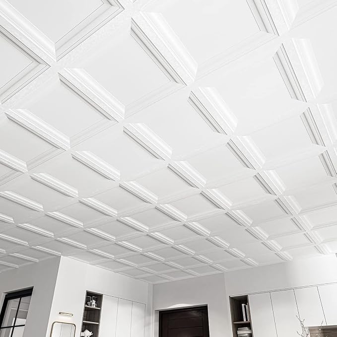 Art3d 24-Pack Square Drop Ceiling Tile 2ft x 2ft in White, PVC Ceiling Panel 24 - Image 3
